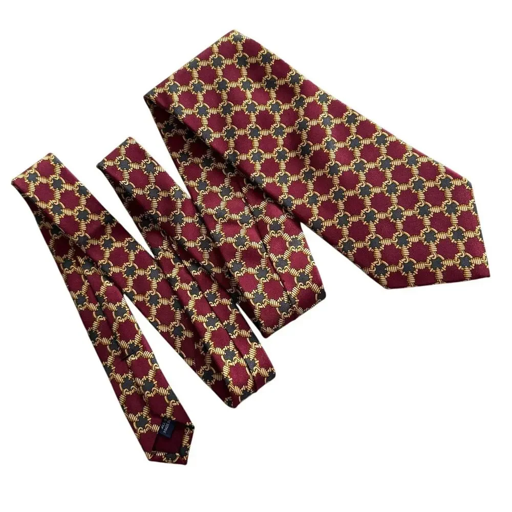 Robert Stock vintage 100% silk handcrafted nautical rope porthole print tie 4” w